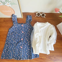 2 - Делен Комплет Блуза + Фармерско Фустанче со Дезен