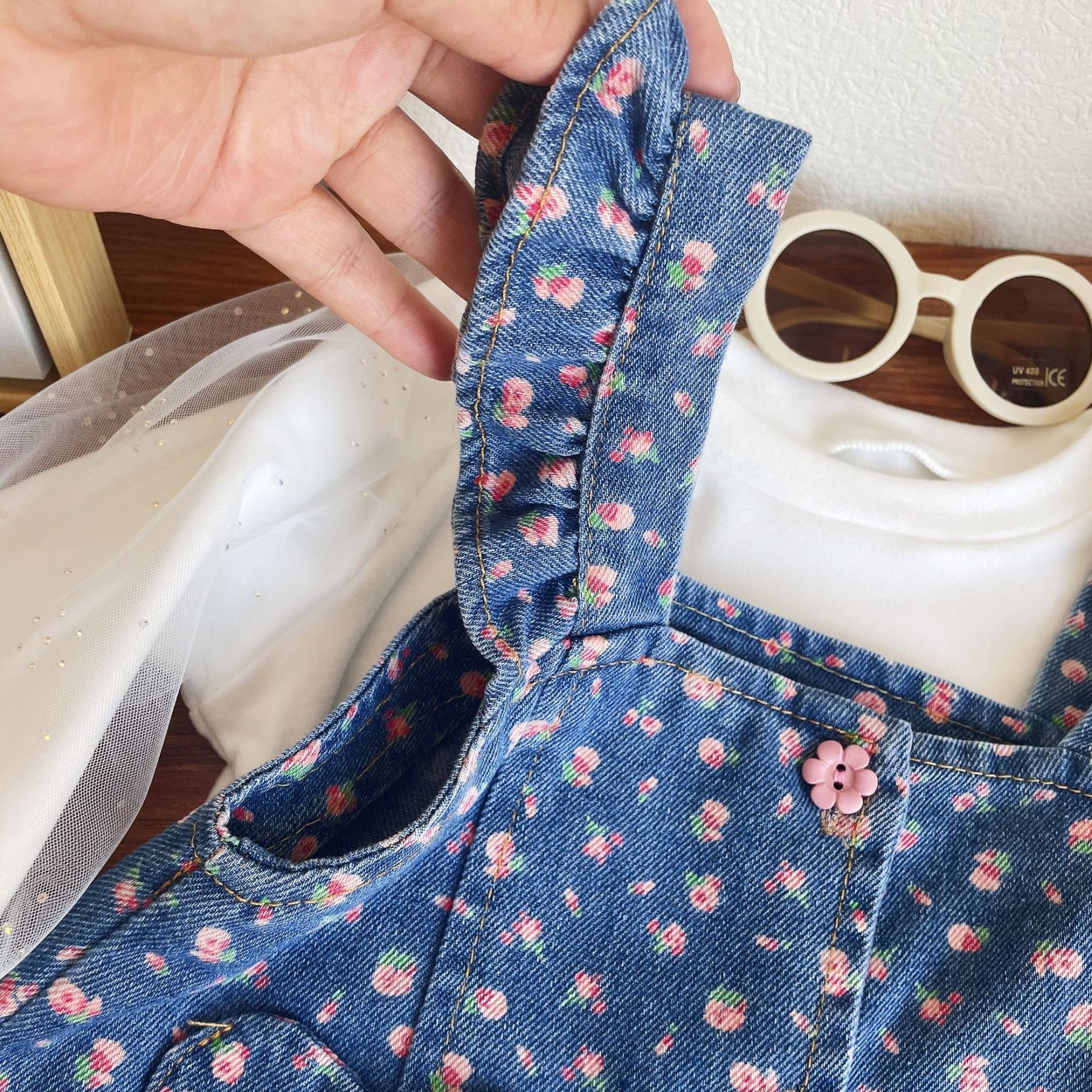 2 - Делен Комплет Блуза + Фармерско Фустанче со Дезен