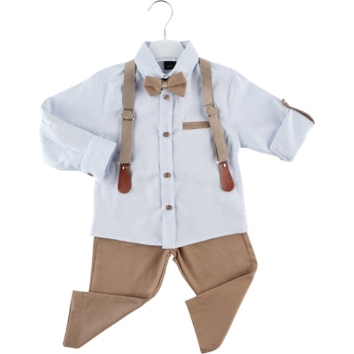 Комплет кошула, панталони, лептир машна и  трегери