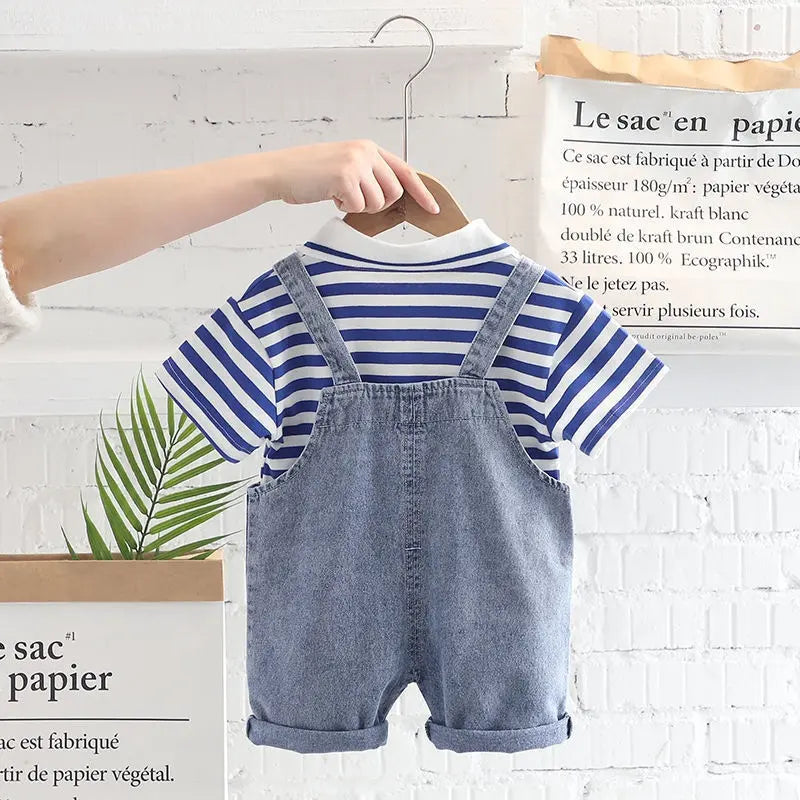 2 - Делен Комплет Маичка + Фармерски Комбинезон