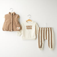 3 Делен комплет блуза, елече и панталони со линии