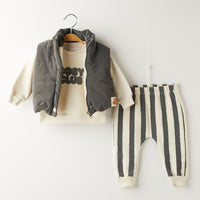 3 Делен комплет блуза, елече и панталони со линии