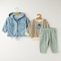 Комплет блуза, панталони и фармерска јакна