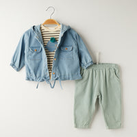 Комплет блуза, панталони и фармерска јакна