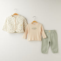 3 Делен комплет блуза, јакна и панталончиња цветен принт