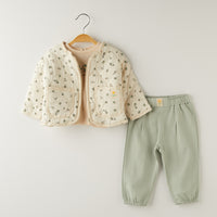 3 Делен комплет блуза, јакна и панталончиња цветен принт