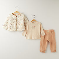 3 Делен комплет блуза, јакна и панталончиња цветен принт