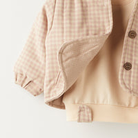 Комплет блуза, панталони и карирана јакна