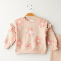 2 Делен комплет тренерки со цвеќиња Happy