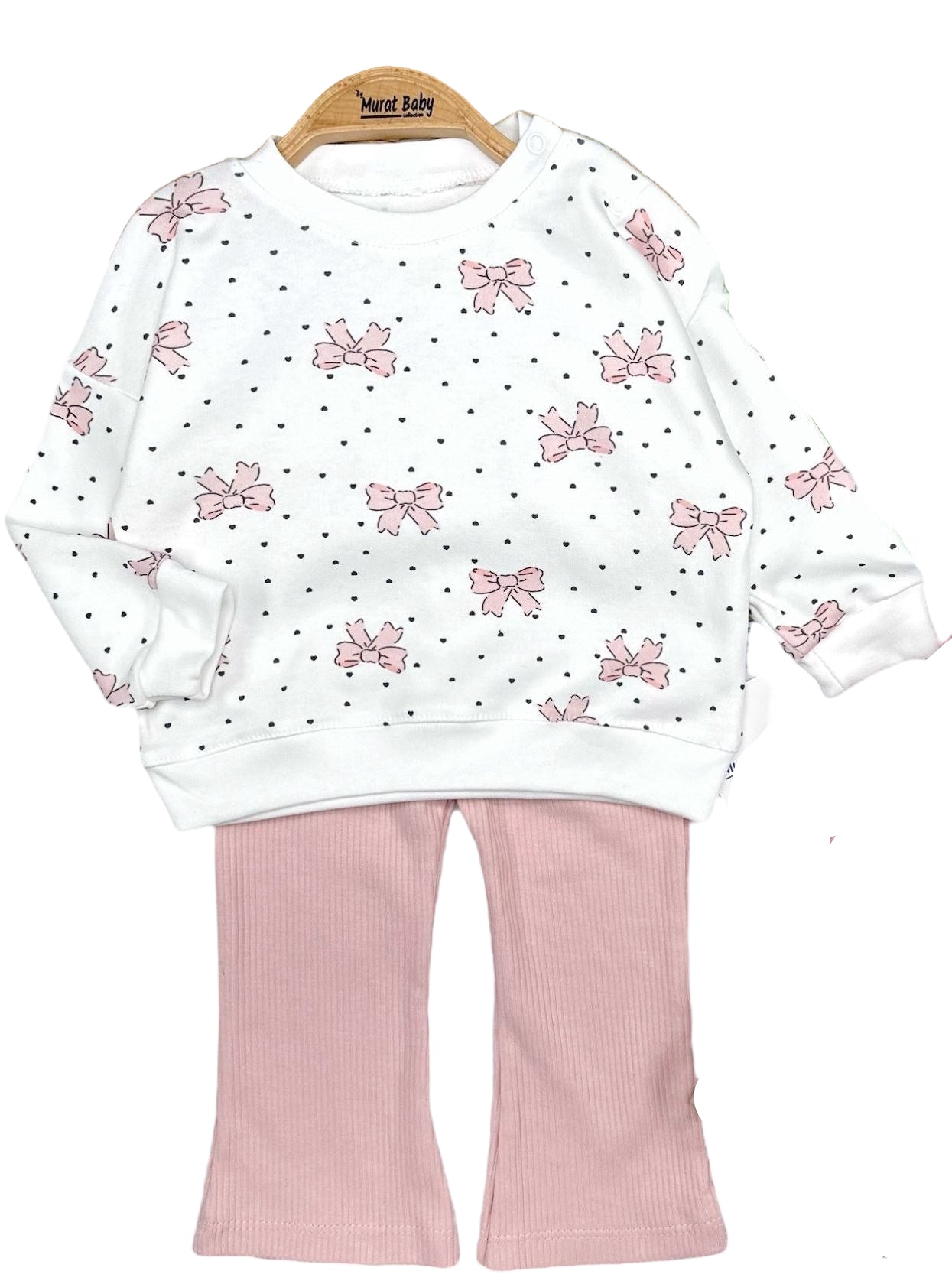 2 Делен комплет блуза со панделки и траперки