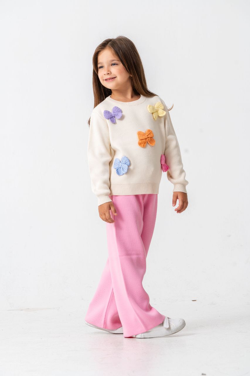 2 Делен комплет блуза со панделки и траперки