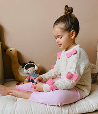 Kомплет плетена блуза со панделки и хеланки