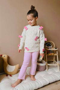 Kомплет плетена блуза со панделки и хеланки