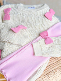 Kомплет плетена блуза со панделки и хеланки