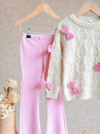 Kомплет плетена блуза со панделки и хеланки