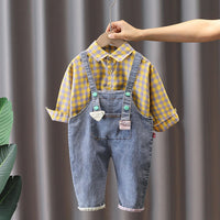 2 - Делен Комплет Карирана Кошула со Тексас Комбинезон