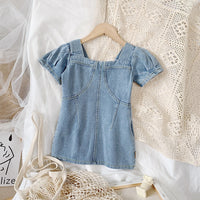 Фармерско Фустанче со Кратки Ракавчиња