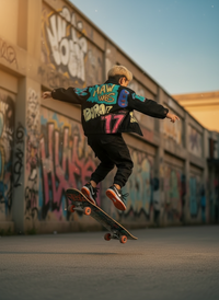 Црна фармерска јакна со графити