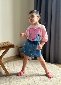 Stitch & Angel комплет маичка и џинс сукња пантолон