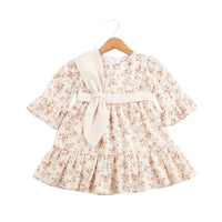 Фустан со цветен дезен и панделка