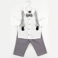 Елегантен комплет кошула, панталони, шпринки и лептир машна