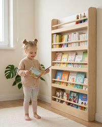 Дрвена детска полица за книги и играчки 5 нивоа