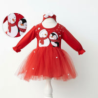 Новогодишно фустанче со трака Снешко и Пингвин