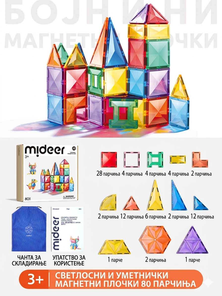 Магнетни Коцки 80 Парчиња