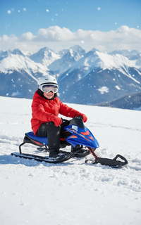 Детска санка со управувач и спортски дизајн