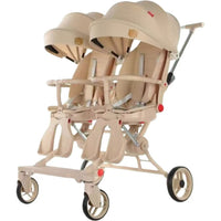 Двоен / Твин бебешки количка – лесна, склоплива, со можност за легнување