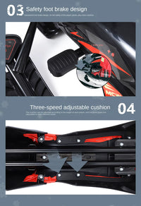 Детска санка со управувач и спортски дизајн