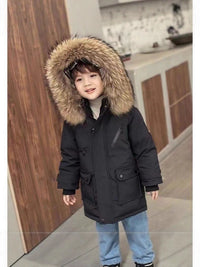 Детска зимска јакна со капуљача и крзно