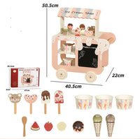 Дрвена количка „Ice Cream Shop“ – сет за игра со сладоледи и додатоци