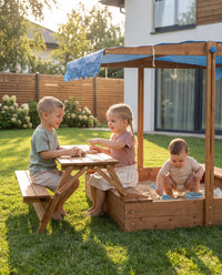 Детски Outdoor Сет – Песочник + Маса со Клупи
