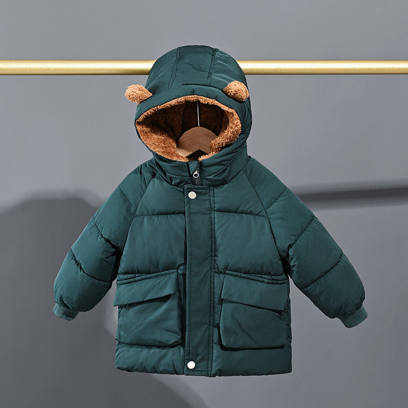 Детска јакна со внатрешно крзно и капа