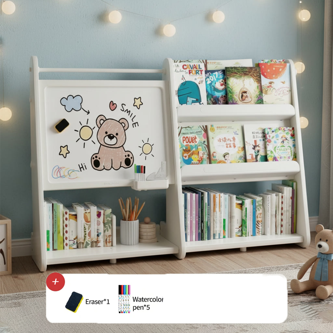Детска Табла за Цртање со Полица за Книги – 2 во 1