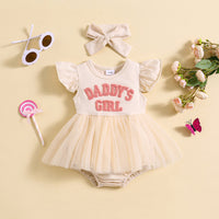Боди фустанче со тул и трака „Daddy's Girl“