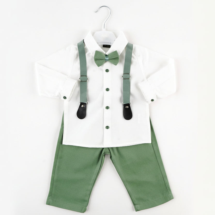 Елегантен комплет кошула, панталони, шпринки и лептир машна