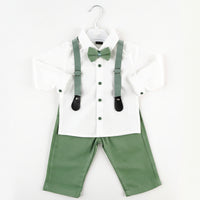 Елегантен комплет кошула, панталони, шпринки и лептир машна