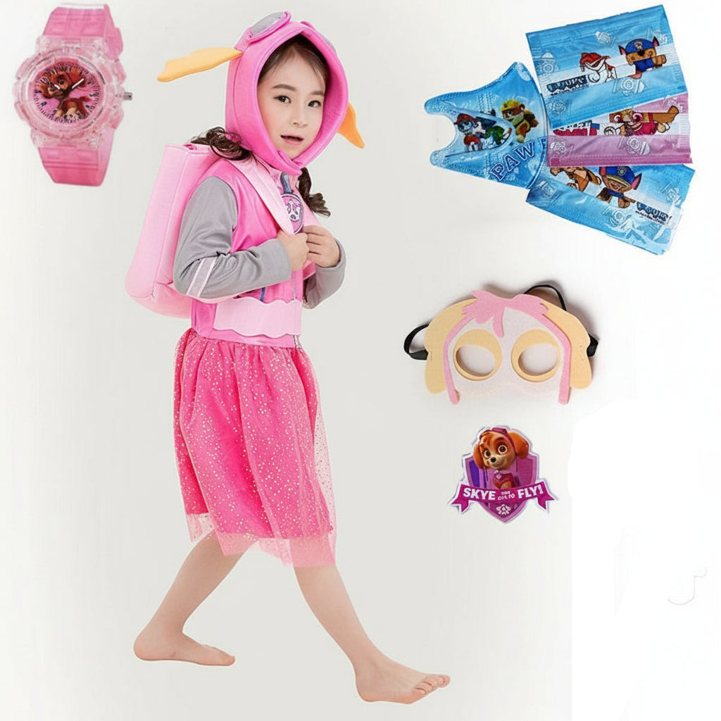 Детски костим Skye – Paw Patrol сет со маска, ранец и часовник