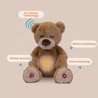 Смирувачко Плишано Мече со Дишење, Звуци и Cry Sensor