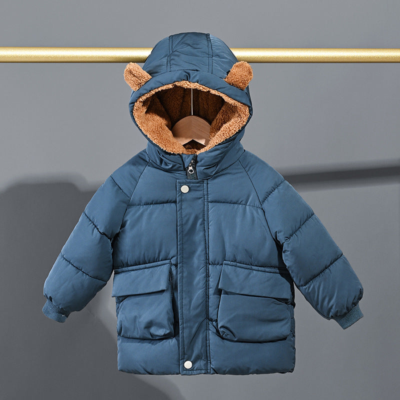 Детска јакна со внатрешно крзно и капа