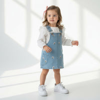 Фармерско фустанче со цветен дезен