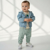 Комплет блуза, панталони и фармерска јакна