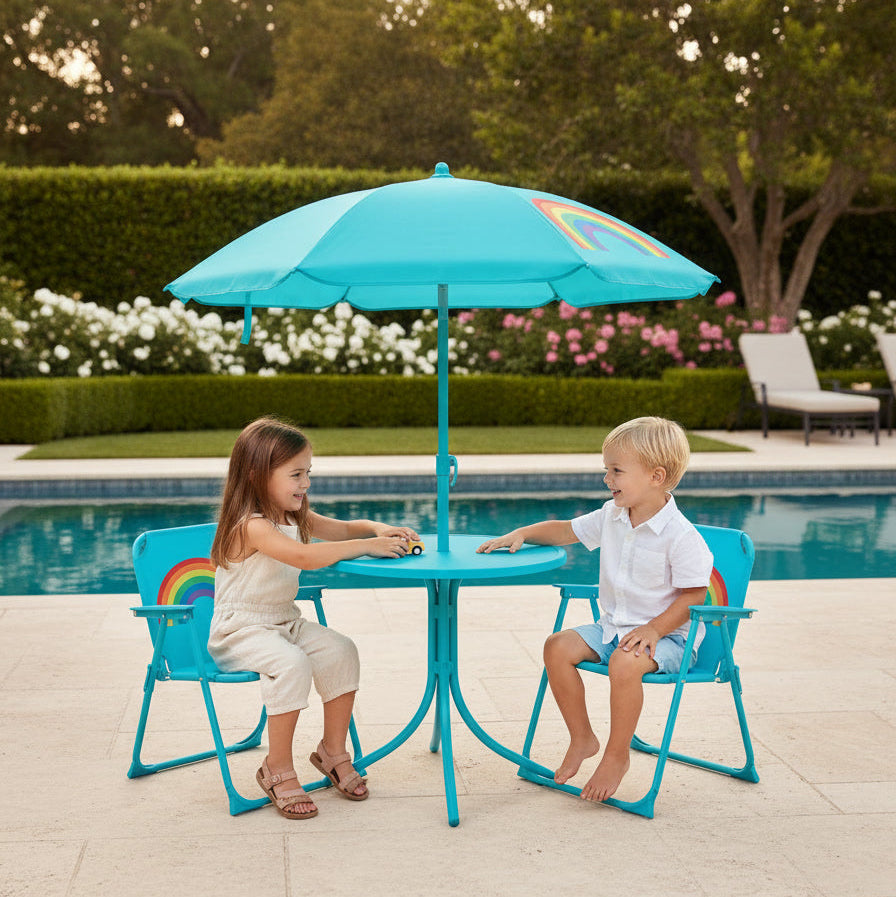 Сет со масичка, чадор и две преклопни столчиња