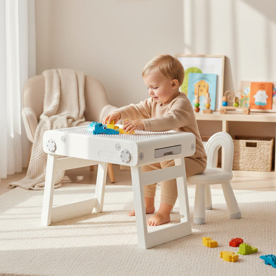 Мултифункционална маса за коцки и цртање со столче