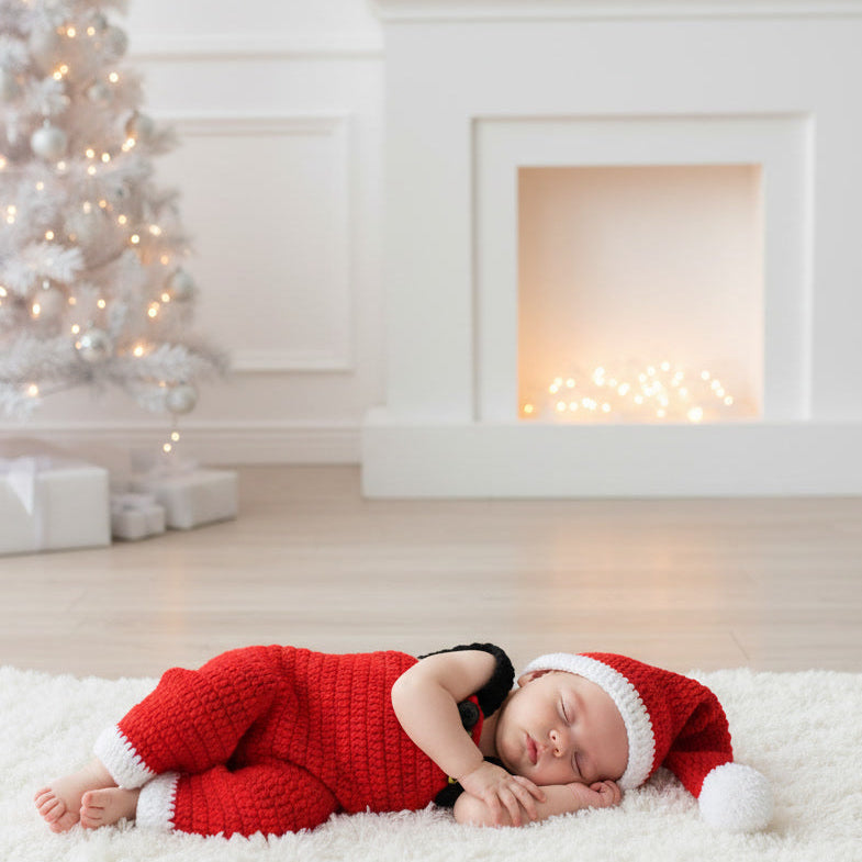 Новогодишен плетен костум со капче Дедо Мраз