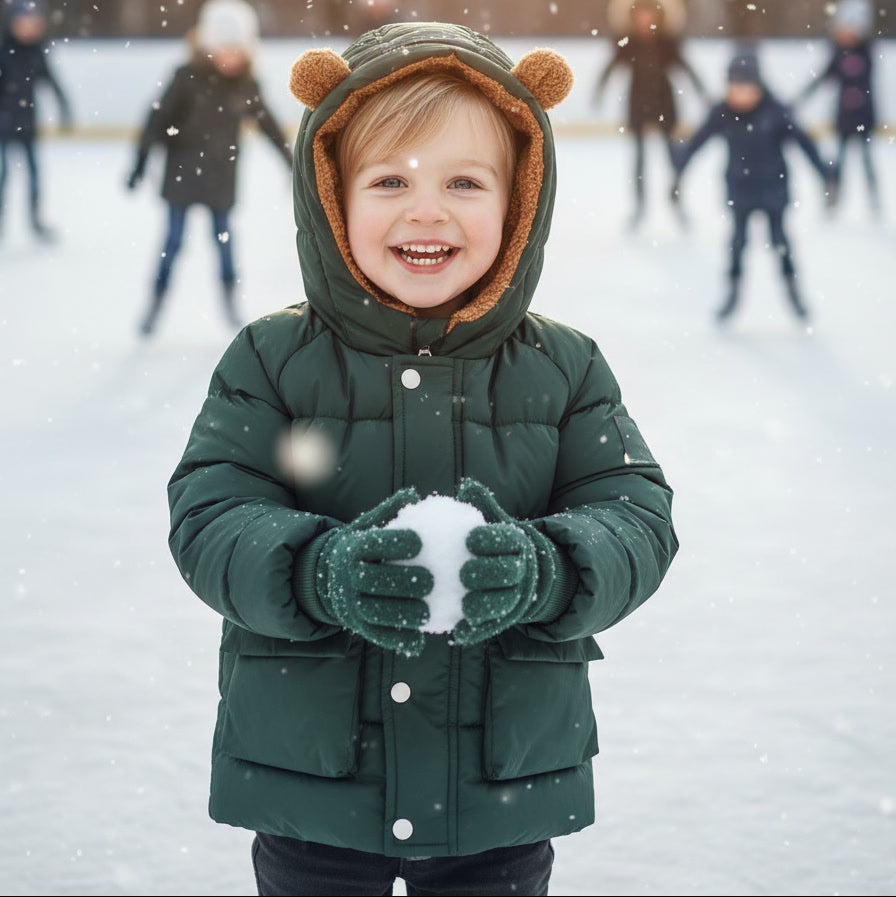 Детска јакна со внатрешно крзно и капа