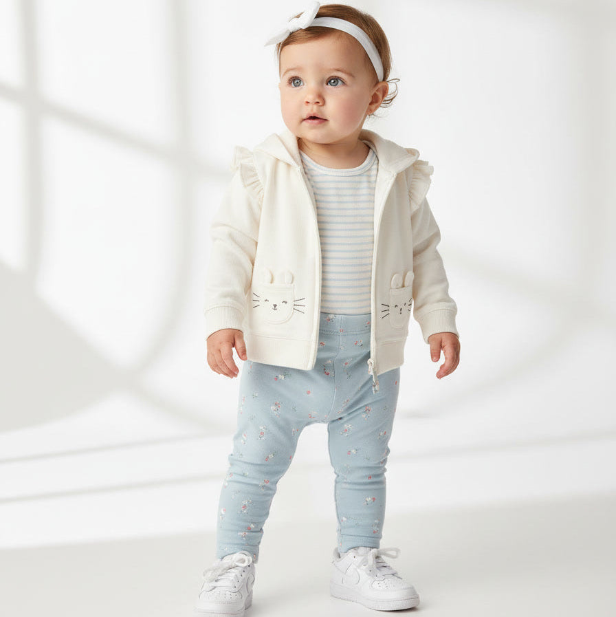 3-делен комплет со дуксер, боди и хеланки зајаче