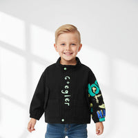 Црна фармерска јакна со графити